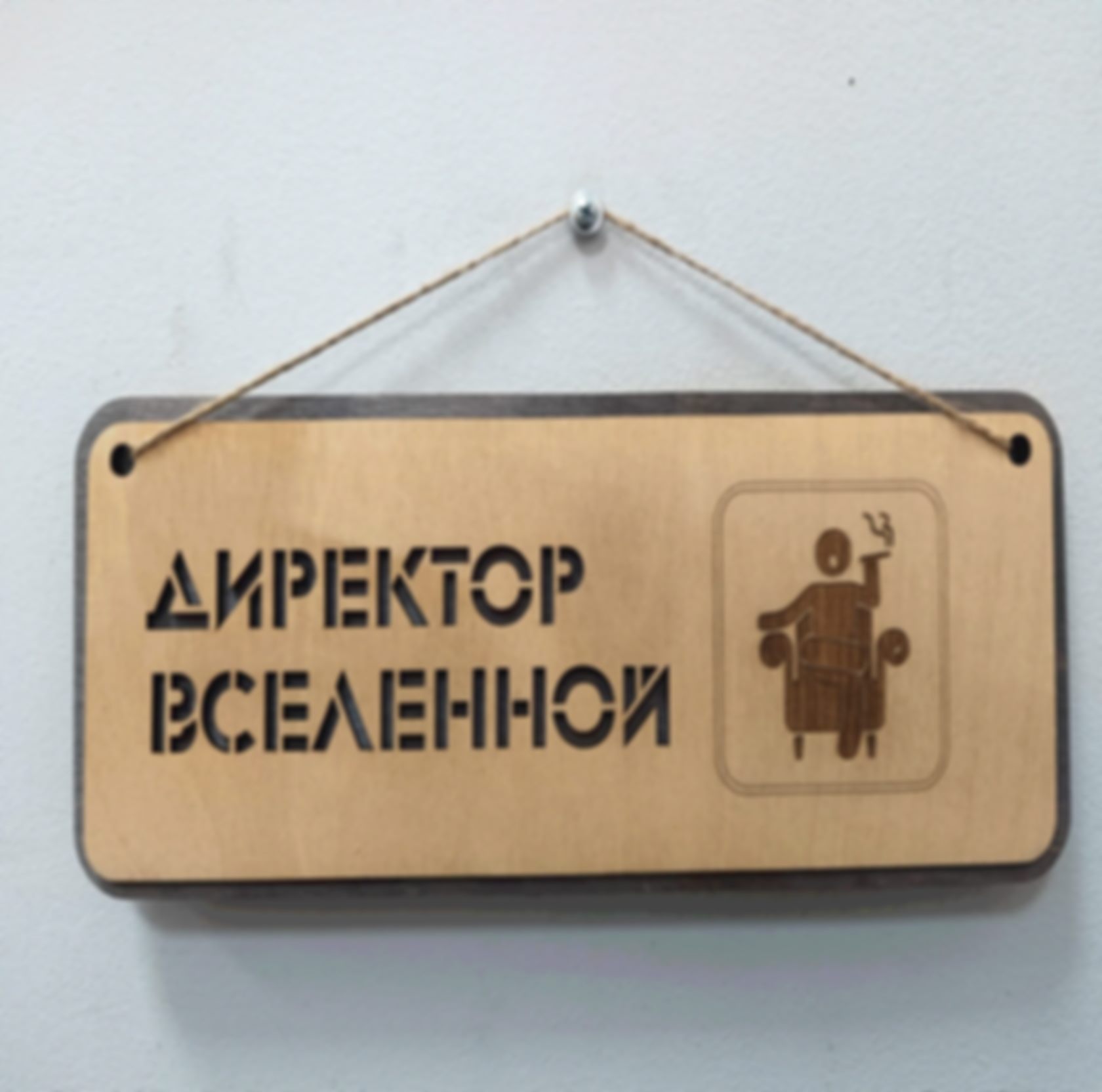Табличка «Директор вселенной» — изделие из дерева с гравировкой